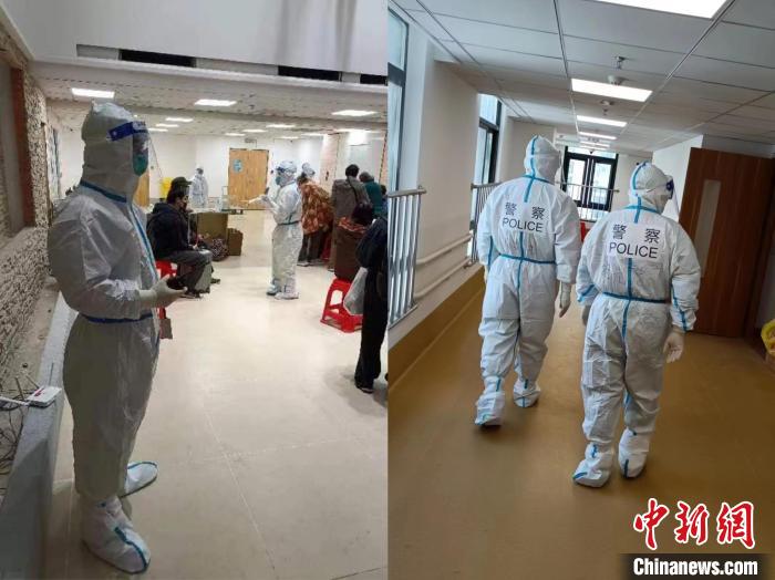 增援民警正在巡舱。 上海静安警方供图