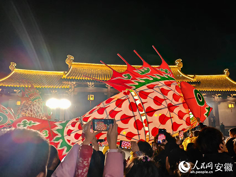 歙县鱼灯穿过人群。人民网 丁纪摄